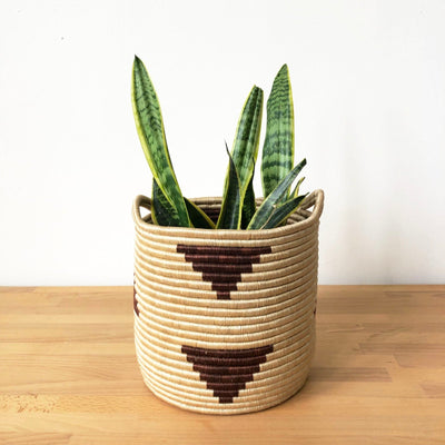 Handled Storage Plant Basket: Brick Triangle