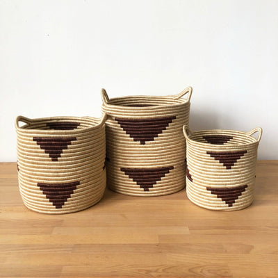 Handled Storage Plant Basket: Brick Triangle