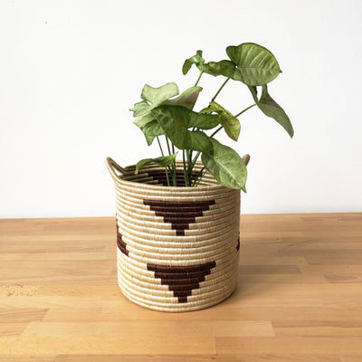 Handled Storage Plant Basket: Brick Triangle