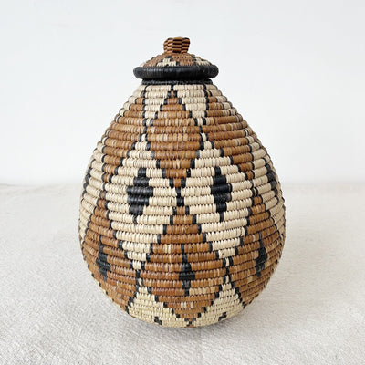 Lidded Zulu Basket #L013 - Amsha