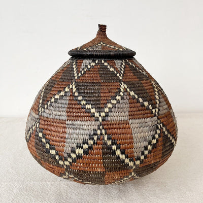 Lidded Zulu Basket #L030 - Amsha