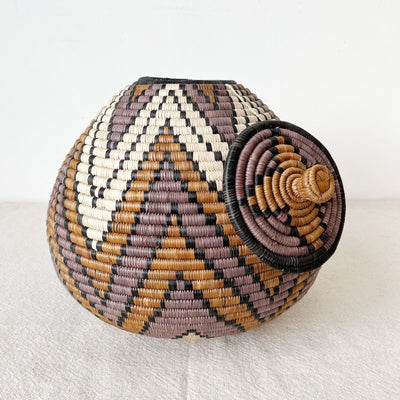 Lidded Zulu Basket #L51 - Amsha