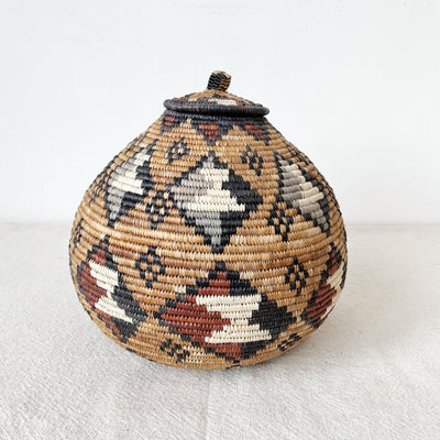 Lidded Zulu Basket #L80 - Amsha