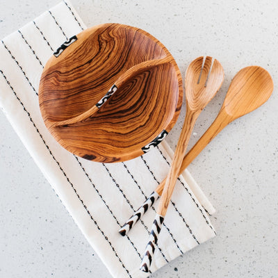 Olivewood Divided Serving Bowl - Amsha