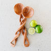 Olivewood Twisted Salad Server Set Spoons - Amsha