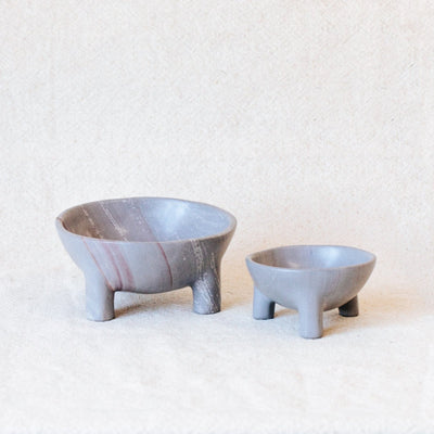 Soapstone Footed Bowl: Storm - Amsha