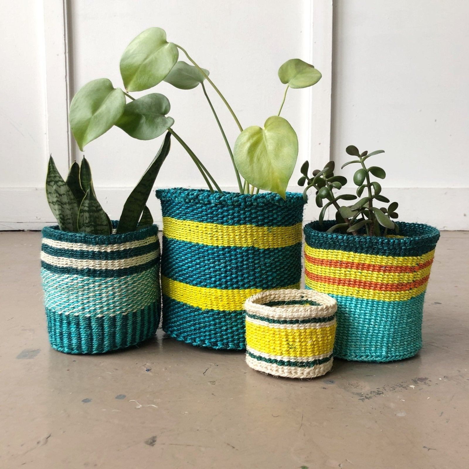 woven plant baskets Storage Plant Basket: Turquoise Dreams