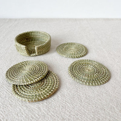 Sweetgrass Coaster Set + Holder - Amsha