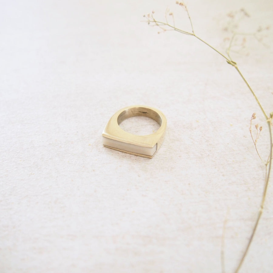White Bone Bar Ring - Amsha